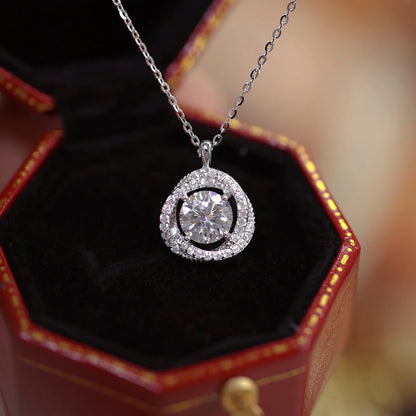 925 Sterling Silver Necklace Charm Jewelry - Round Super Flash Zircon - Xm388 - Touchy Style