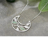 925 Sterling Silver Necklace Charm Jewelry with Aventurine Stone Leaves (LFJF0029) - Touchy Style .