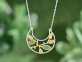 925 Sterling Silver Necklace Charm Jewelry with Aventurine Stone Leaves (LFJF0029) - Touchy Style .