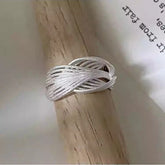 925 Sterling Silver Open Finger Ring Charm Jewelry - Multilayer Wide Lines - TSJ120 - Touchy Style