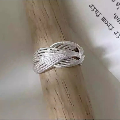 925 Sterling Silver Open Finger Ring Charm Jewelry - Multilayer Wide Lines - TSJ120 - Touchy Style