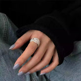 925 Sterling Silver Open Finger Ring Charm Jewelry - Multilayer Wide Lines - TSJ120 - Touchy Style