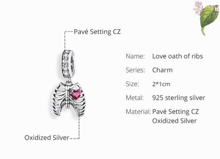 925 Sterling Silver Pendant Charm Jewelry Love Skeleton ECC1459 Without Chain - Touchy Style