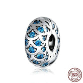 925 Sterling Silver Pendant Charm Jewelry PCJBOS08 Blue Zircon Open Beads Without Chain - Touchy Style