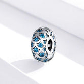 925 Sterling Silver Pendant Charm Jewelry PCJBOS08 Blue Zircon Open Beads Without Chain - Touchy Style .