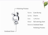 925 Sterling Silver Pendant Charm Jewelry WFS02 Rabbit Shape Without Chain - Touchy Style .