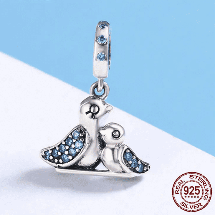 925 Sterling Silver Pendent Charm Jewelry Blue Bird SCC426 - Touchy Style