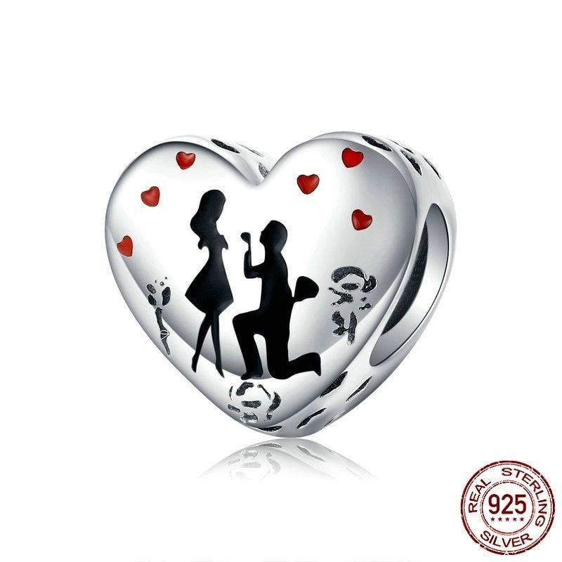 925 Sterling Silver Pendent Charm Jewelry Marry Me Heart 