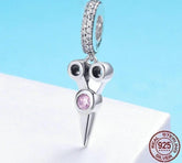 925 Sterling Silver Pink Scissor Pendant Charm Jewelry Without Chain - Touchy Style