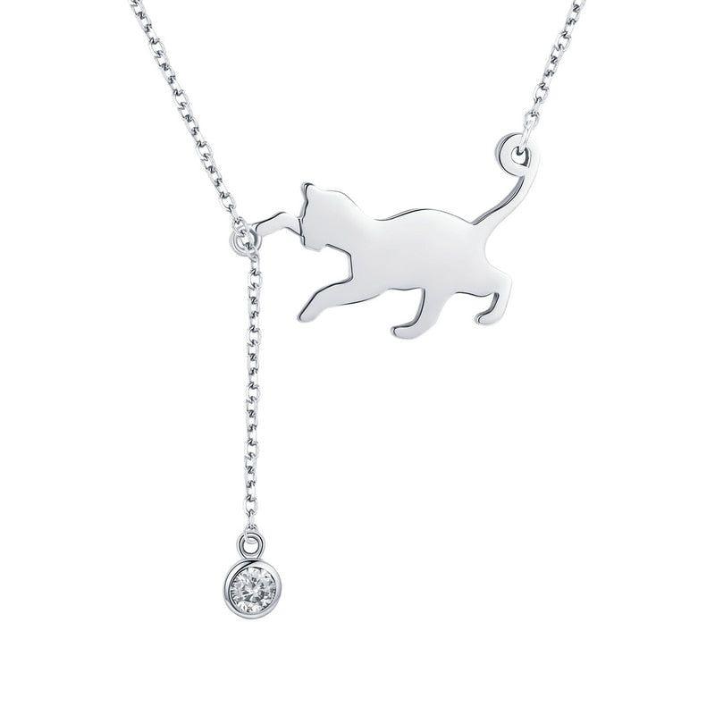 925 Sterling Silver Pussy Cat Pendant Necklace Charm Jewelry - Touchy Style