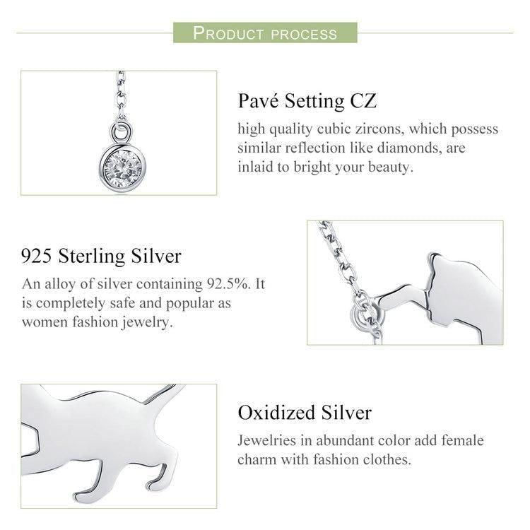 925 Sterling Silver Pussy Cat Pendant Necklace Charm Jewelry - Touchy Style