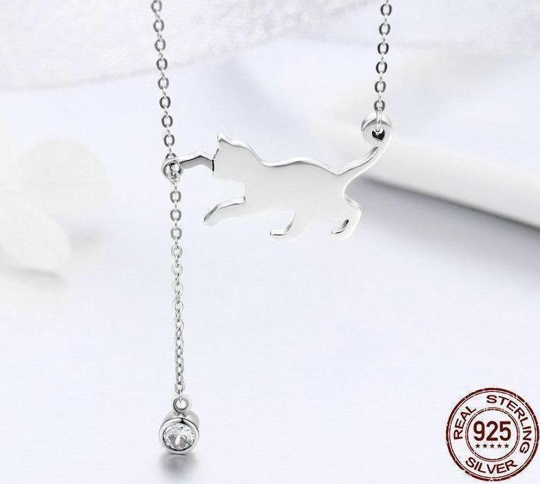 925 Sterling Silver Pussy Cat Pendant Necklace Charm Jewelry - Touchy Style