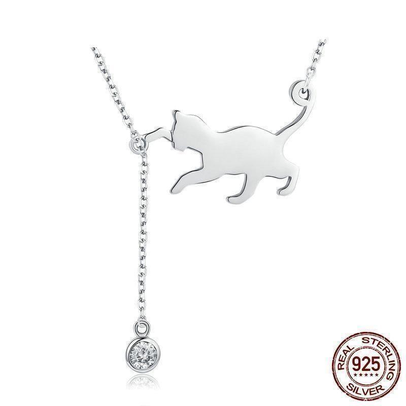 925 Sterling Silver Pussy Cat Pendant Necklace Charm Jewelry - Touchy Style