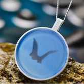 925 Sterling Silver Round Necklace Charm Jewelry LFJE0198: Swan Lake in the Sunset - Touchy Style .