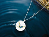 925 Sterling Silver Round Necklace Charm Jewelry LFJE0198: Swan Lake in the Sunset - Touchy Style .