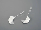 925 Sterling Silver Simple Origami Long Drop Earring Charm Jewelry LFJB0262 - Touchy Style .