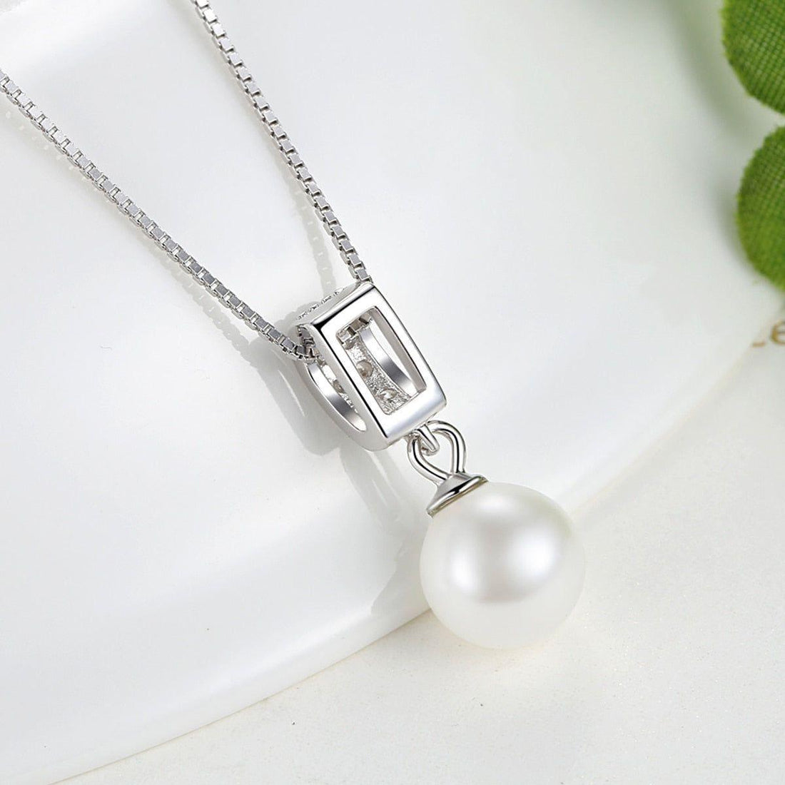 925 Sterling Silver Simulated White Pearl Necklace Charm Jewelry FB316 - Touchy Style