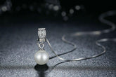 925 Sterling Silver Simulated White Pearl Necklace Charm Jewelry FB316 - Touchy Style .