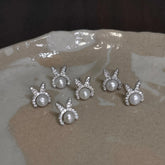 925 Sterling Silver Stud Earrings Charm Jewelry - Bunny Pearl Zircon - Xm402 - Touchy Style