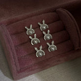 925 Sterling Silver Stud Earrings Charm Jewelry - Bunny Pearl Zircon - Xm402 - Touchy Style