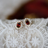 925 Sterling Silver Stud Earrings Charm Jewelry - Geometric Garnet Red Zircon - Xm280 - Touchy Style