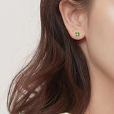 925 Sterling Silver Stud Earrings Charm Jewelry - Green Zircon Flower - Xm241 - Touchy Style