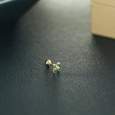 925 Sterling Silver Stud Earrings Charm Jewelry - Green Zircon Flower - Xm241 - Touchy Style