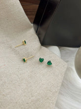 925 Sterling Silver Stud Earrings Charm Jewelry - Green Zircon Heart-shaped - Xm381 - Touchy Style