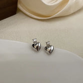 925 Sterling Silver Stud Earrings Charm Jewelry - Heart Pearl Shape - TSJ135 - Touchy Style