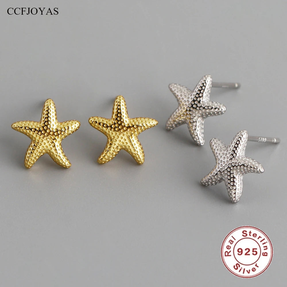 925 Sterling Silver Stud Earrings Charm Jewelry - Light Starfish - MD401 - Touchy Style