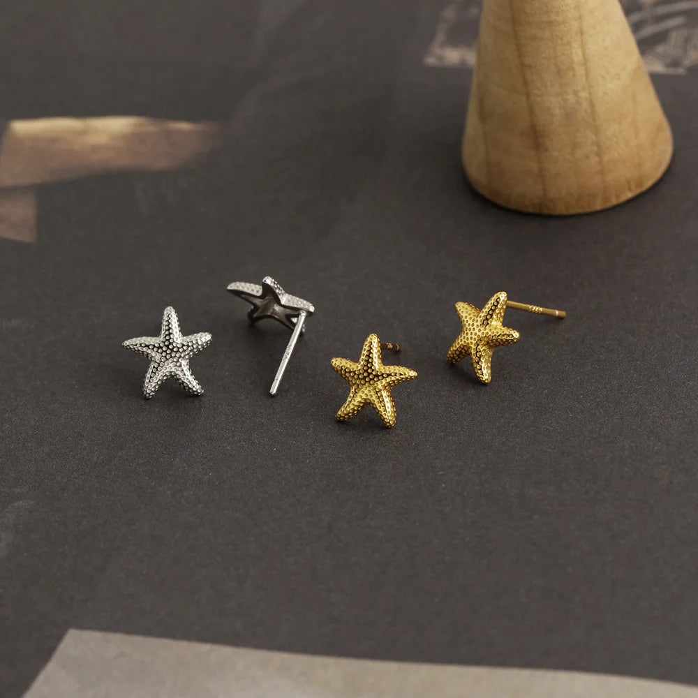 925 Sterling Silver Stud Earrings Charm Jewelry - Light Starfish - MD401 - Touchy Style