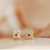 925 Sterling Silver Stud Earrings Charm Jewelry - Mini Cute Flower - Xm333 - Touchy Style