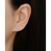 925 Sterling Silver Stud Earrings Charm Jewelry - Mini Opal Flower - YH0437 - Touchy Style