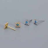 925 Sterling Silver Stud Earrings Charm Jewelry - Mini Opal Flower - YH0437 - Touchy Style