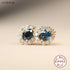 925 Sterling Silver Stud Earrings Charm Jewelry - Oval Blue Spinel Zirconia - Xm383 - Touchy Style