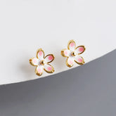 925 Sterling Silver Stud Earrings Charm Jewelry - Plum Blossom Flower - MD350 - Touchy Style