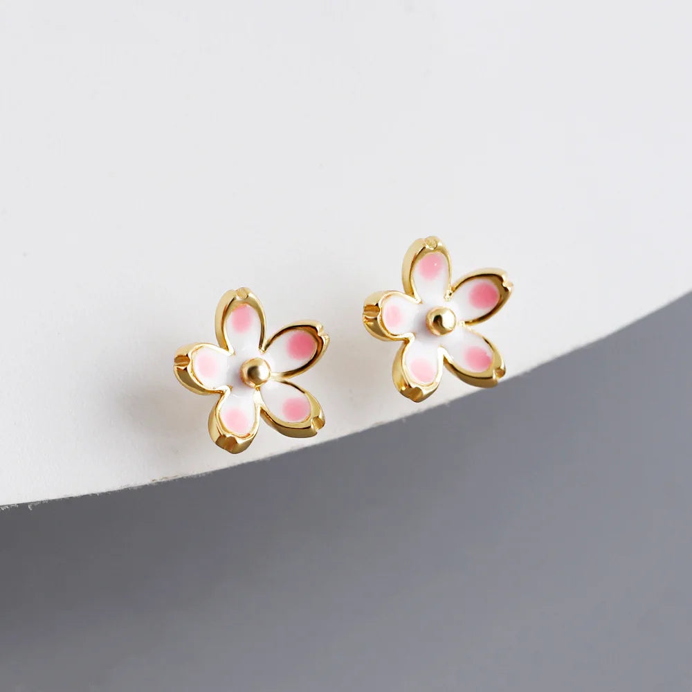 925 Sterling Silver Stud Earrings Charm Jewelry - Plum Blossom Flower - MD350 - Touchy Style