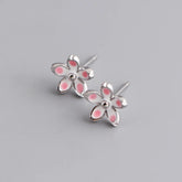 925 Sterling Silver Stud Earrings Charm Jewelry - Plum Blossom Flower - MD350 - Touchy Style