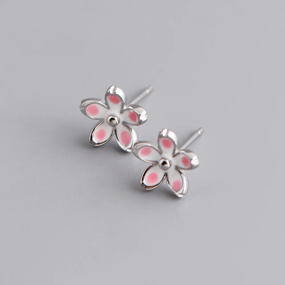 925 Sterling Silver Stud Earrings Charm Jewelry - Plum Blossom Flower - MD350 - Touchy Style