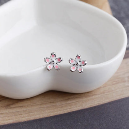 925 Sterling Silver Stud Earrings Charm Jewelry - Plum Blossom Flower - MD350 - Touchy Style