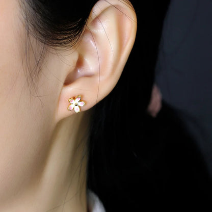 925 Sterling Silver Stud Earrings Charm Jewelry - Plum Blossom Flower - MD350 - Touchy Style