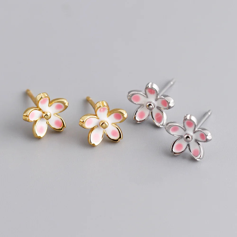 925 Sterling Silver Stud Earrings Charm Jewelry - Plum Blossom Flower - MD350 - Touchy Style