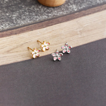 925 Sterling Silver Stud Earrings Charm Jewelry - Plum Blossom Flower - MD350 - Touchy Style