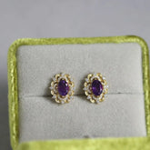 925 Sterling Silver Stud Earrings Charm Jewelry - Retro Light Amethyst - Xm282 - Touchy Style