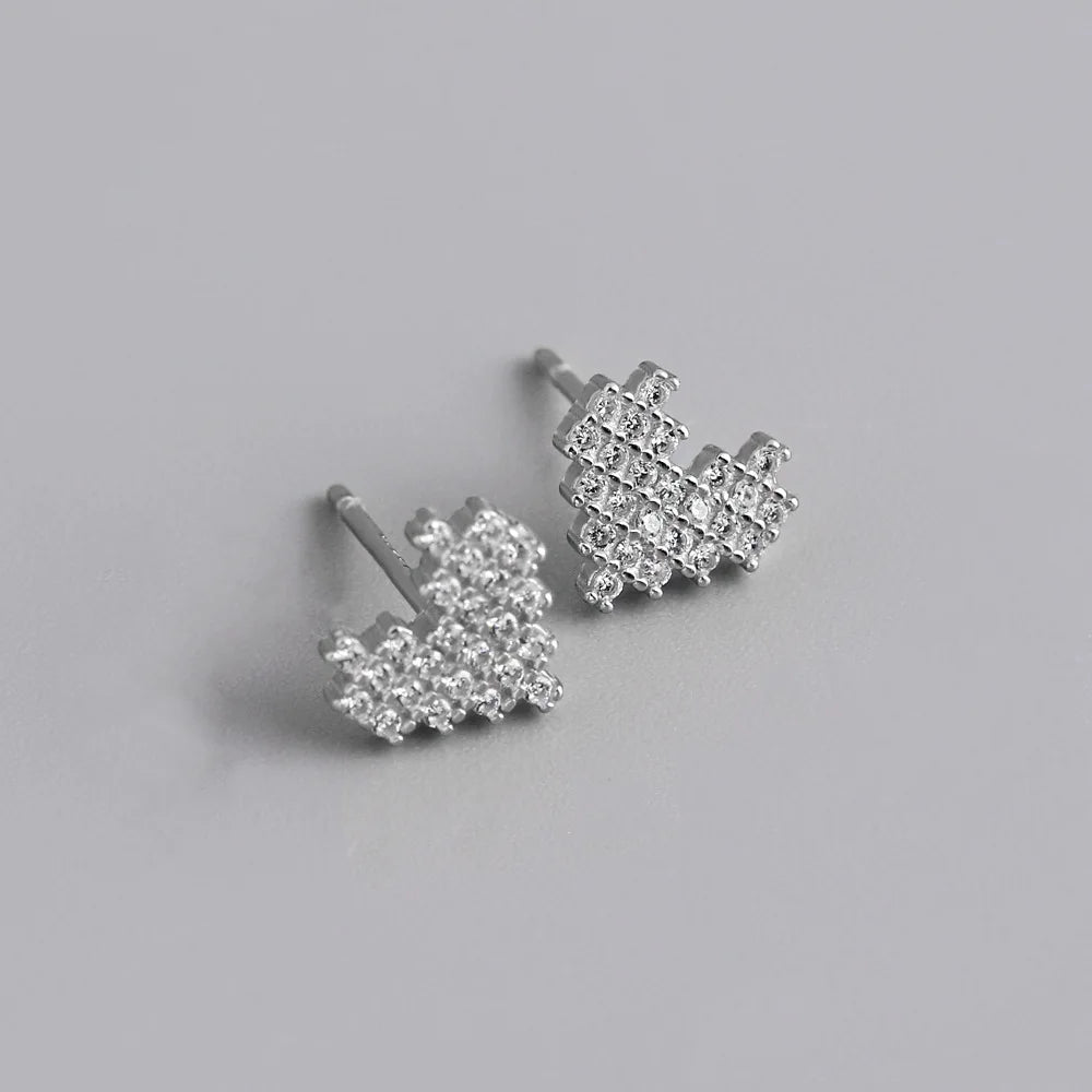 925 Sterling Silver Stud Earrings Charm Jewelry - Simple Heart-shaped - MD327 - Touchy Style