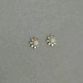 925 Sterling Silver Stud Earrings Charm Jewelry - Sunflower Mini Opal - Xm398 - Touchy Style