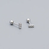 925 Sterling Silver Stud Earrings Charm Jewelry - Three Mini Zircon Stacked - YH0328 - Touchy Style