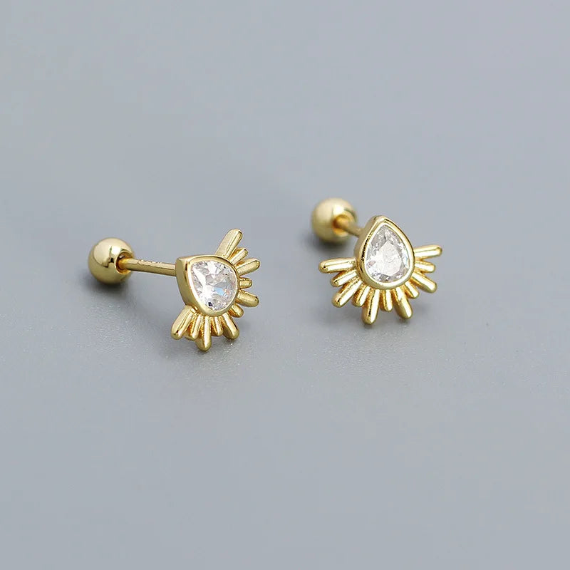 925 Sterling Silver Stud Earrings Charm Jewelry - Water Drop-shaped - YH0441 - Touchy Style