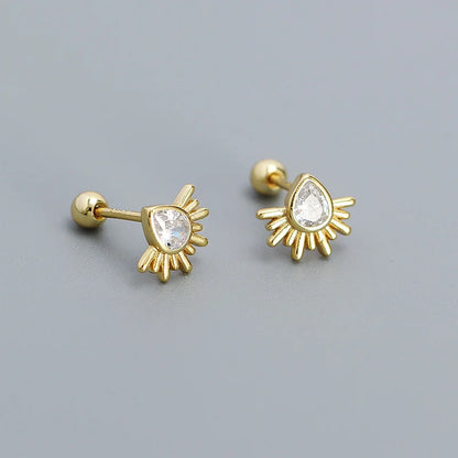 925 Sterling Silver Stud Earrings Charm Jewelry - Water Drop-shaped - YH0441 - Touchy Style