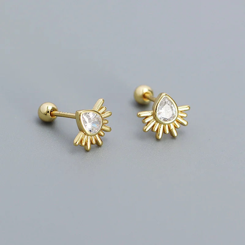 925 Sterling Silver Stud Earrings Charm Jewelry - Water Drop-shaped - YH0441 - Touchy Style